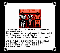 Times of Lore - NES - Character Selection.png