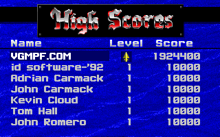 Spear of Destiny - DOS - High Score.png