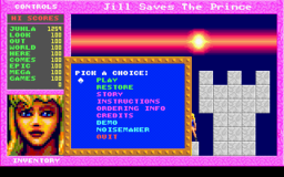 Jill Saves The Prince - DOS - Main Menu.png